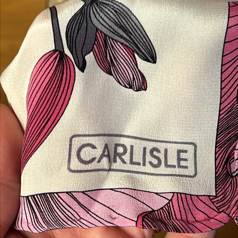 Carlisle Floral Pink Brown‎ Scarf 20 wide by 58 inch long no material tag soft